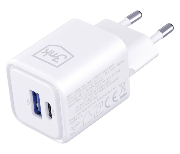 3mk Hyper Charger PD 33W GaN QC4+ PPS AFC FCP SCP 1A1C White - 1517231 - zdjęcie